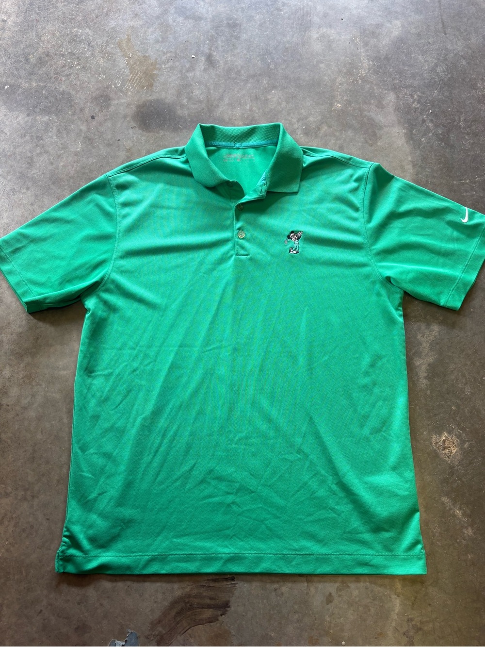 Nike x Disney Men’s Green Polo Shirt with Embroidered Mickey Logo